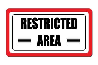 Sign with text Restricted Area on white background