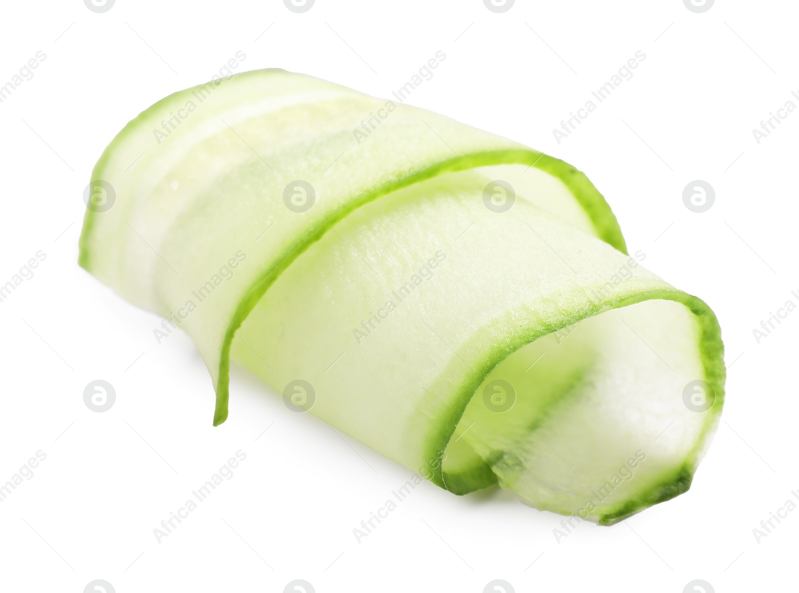 Photo of Slice of fresh cucumber isolated on white