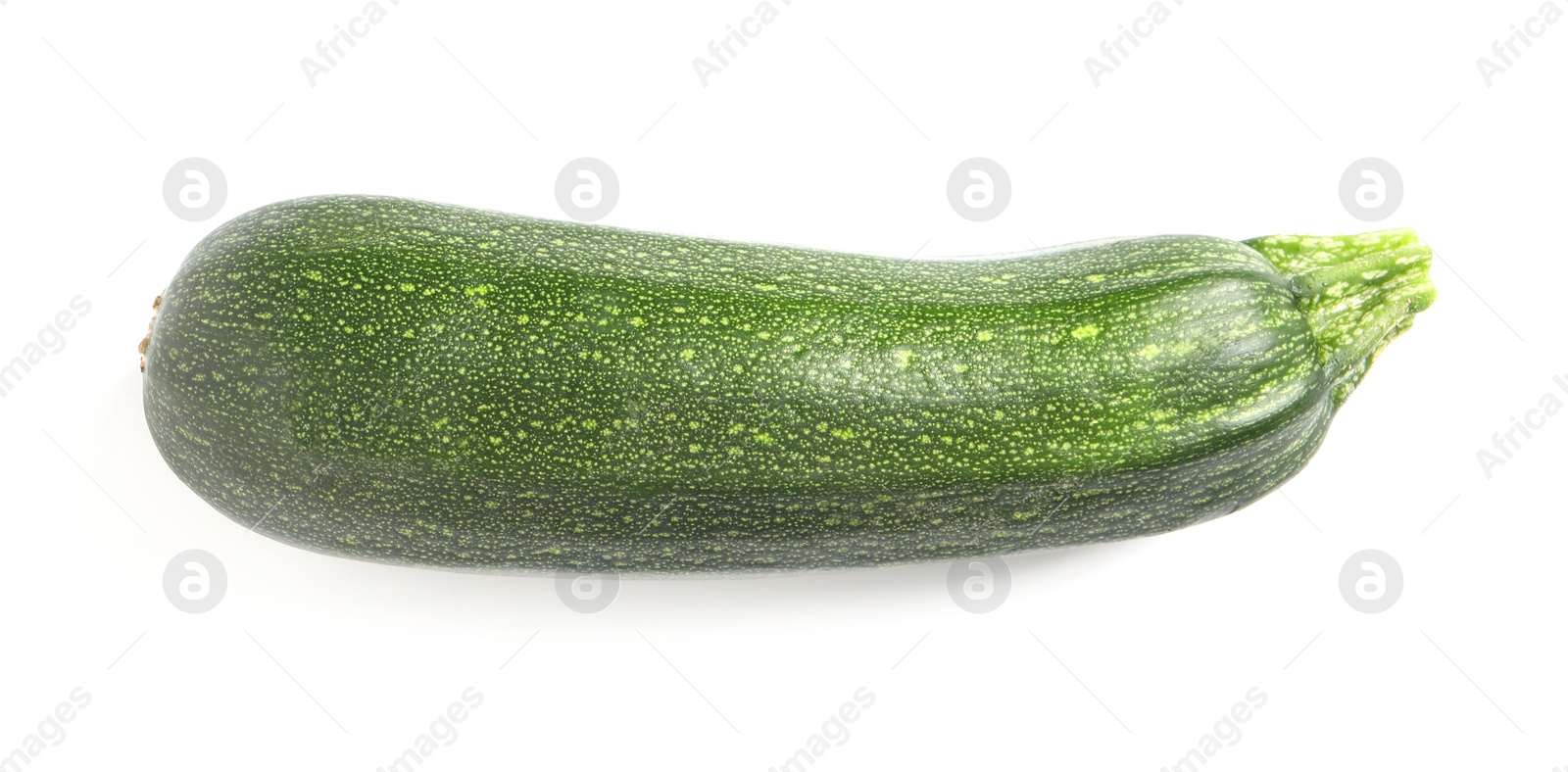 Photo of One raw ripe zucchini isolated on white