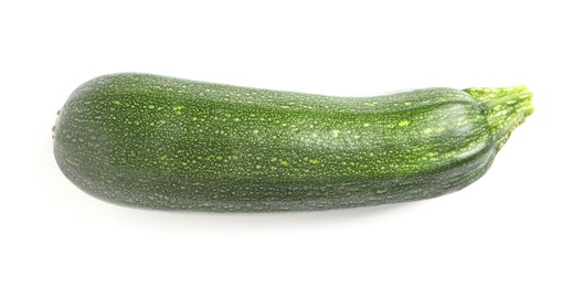 Photo of One raw ripe zucchini isolated on white