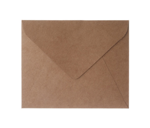 Photo of Brown paper envelope isolated on white. Mail service