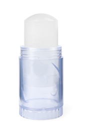 Photo of Natural crystal alum deodorant on white background