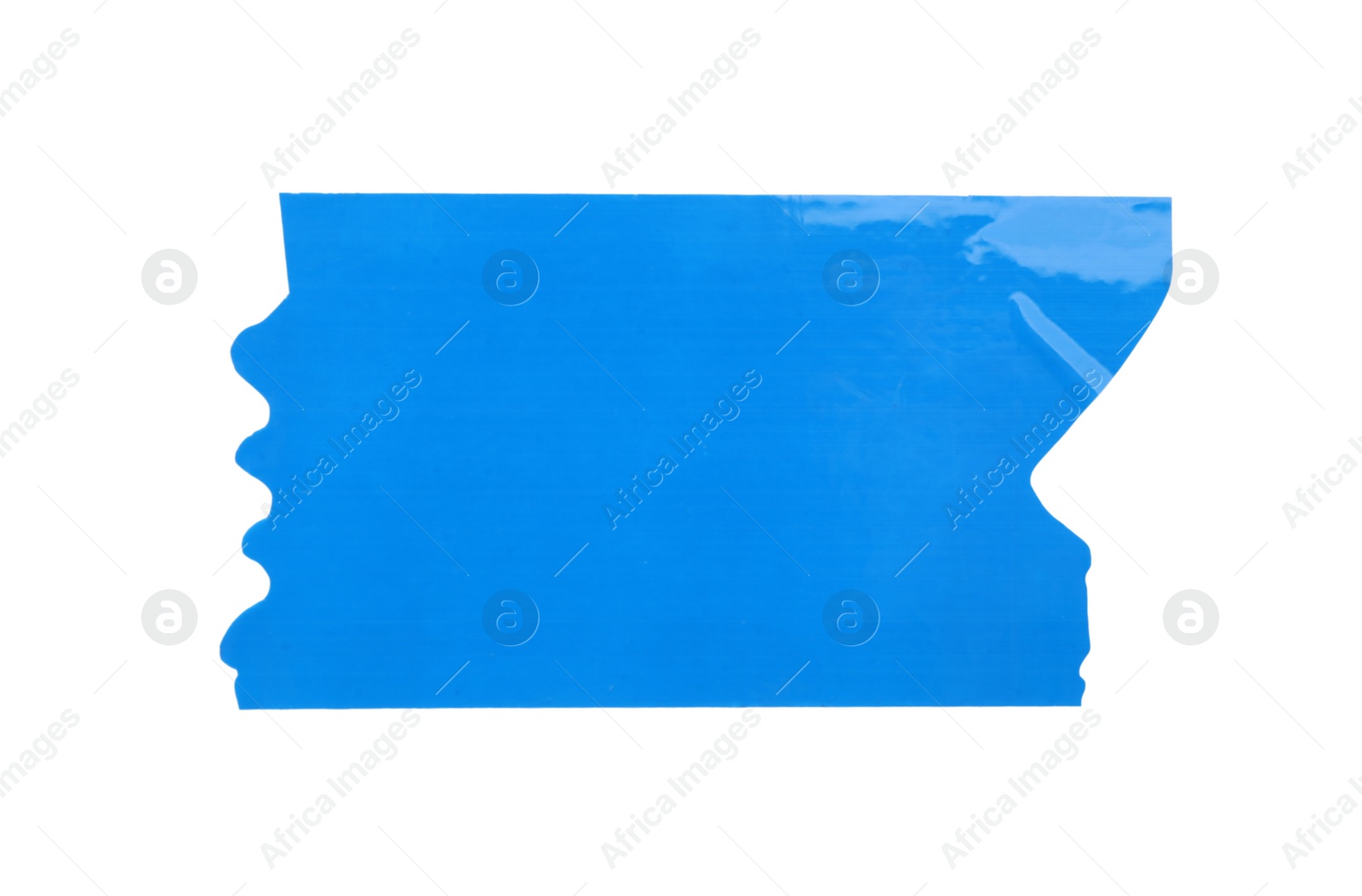 Photo of Piece of blue adhesive tape isolated on white, top view