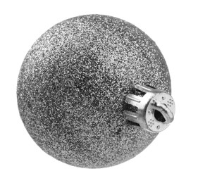 Beautiful silver Christmas ball isolated on white