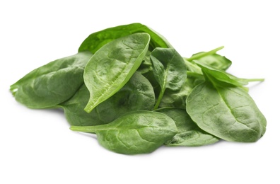 Photo of Pile of fresh spinach leaves isolated on white