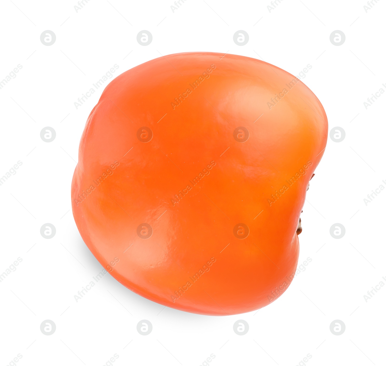 Photo of Delicious ripe juicy persimmon isolated on white, top view