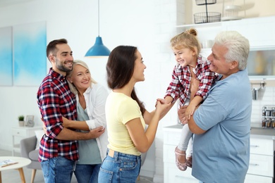 Happy family at home. Reunion of generations