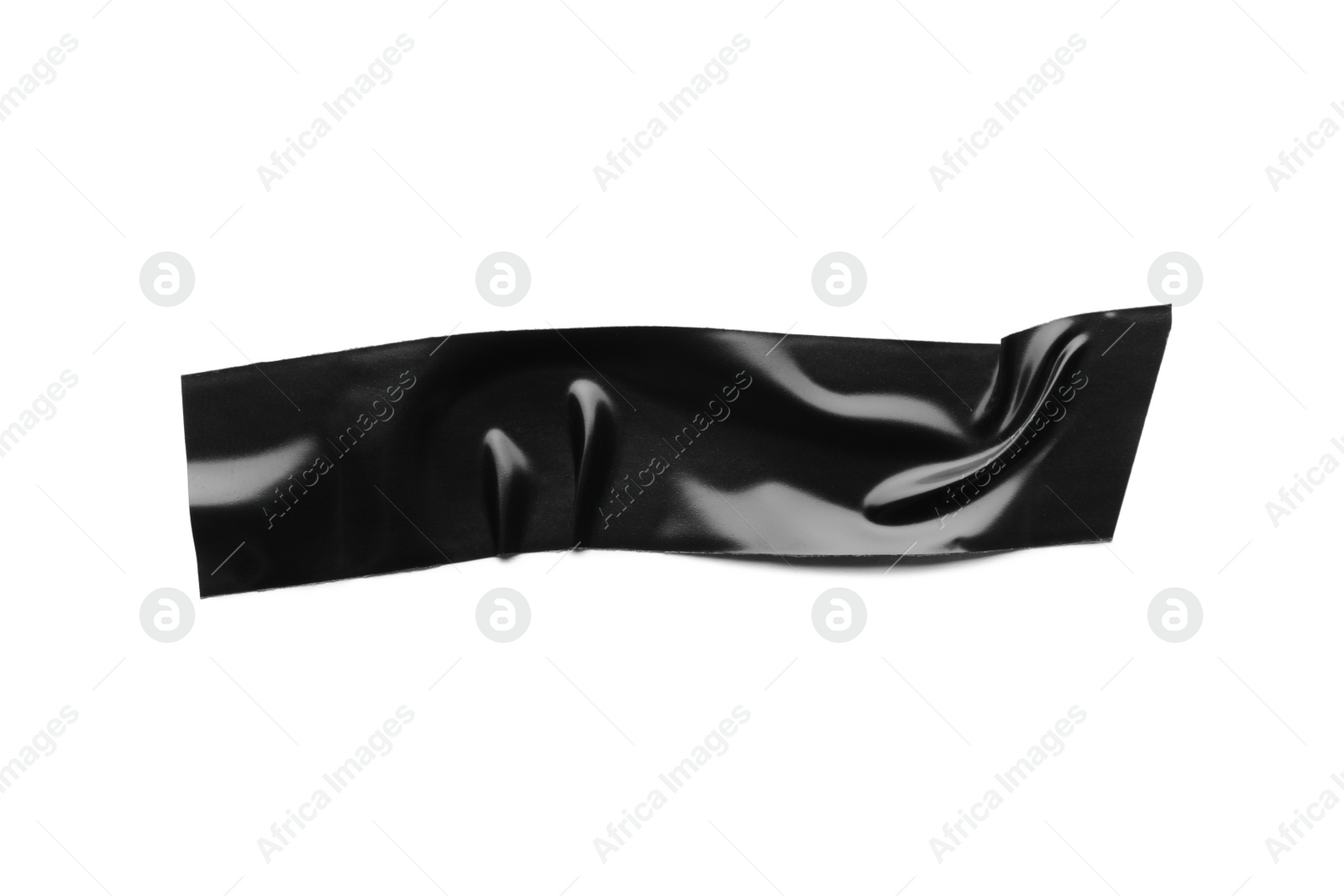 Photo of Piece of black insulating tape isolated on white, top view