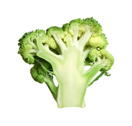 Photo of Slice of fresh green broccoli isolated on white