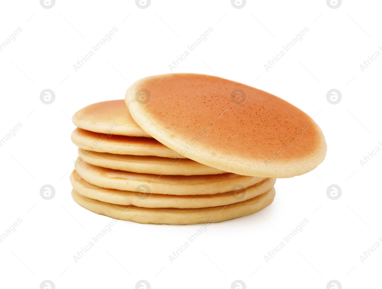 Photo of Stack of delicious pancakes isolated on white