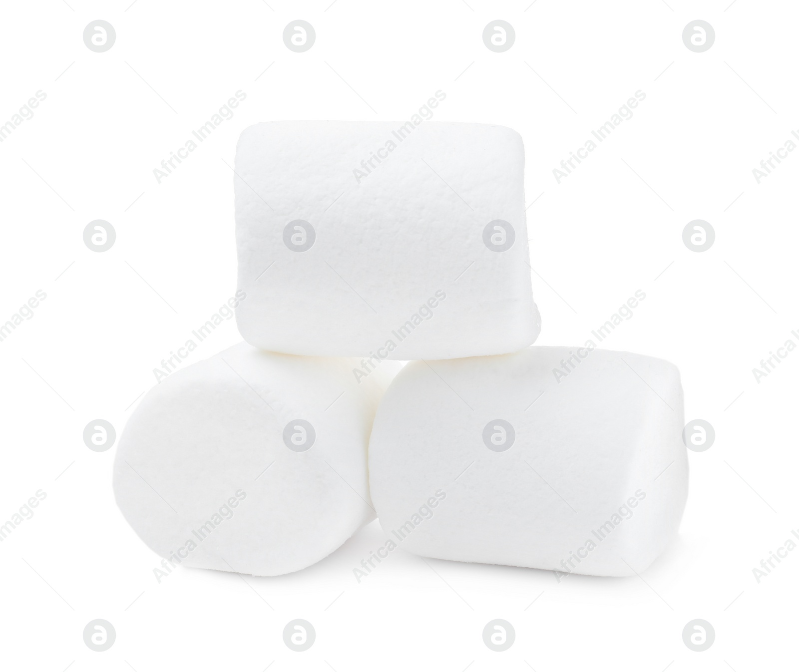 Photo of Delicious sweet puffy marshmallows on white background