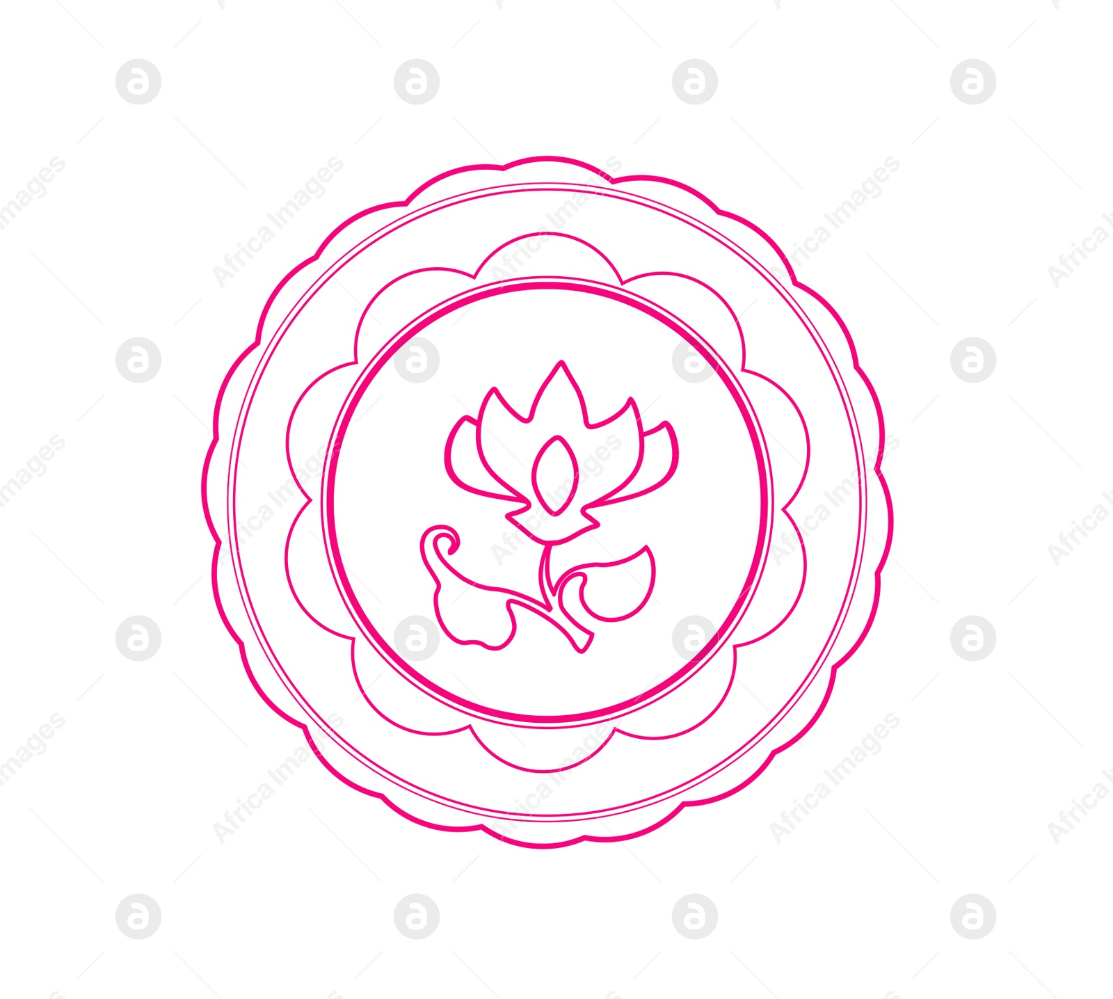 Illustration of Pink wax seal with flower on white background