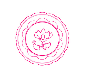 Illustration of Pink wax seal with flower on white background