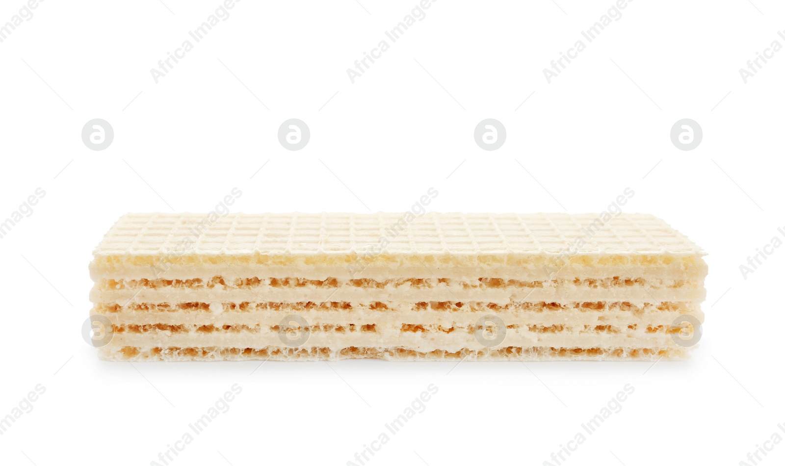 Photo of Delicious crispy wafer on white background. Sweet food