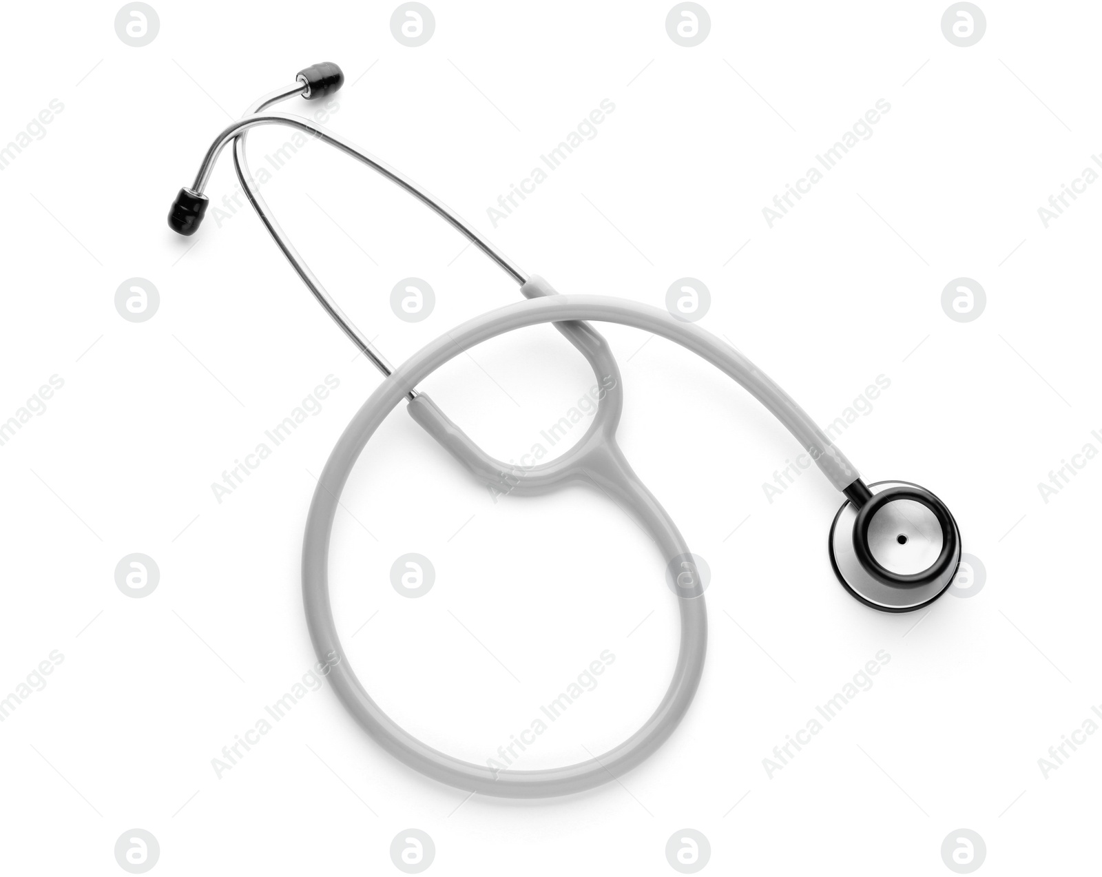Photo of Stethoscope isolated on white, top view. Medical object