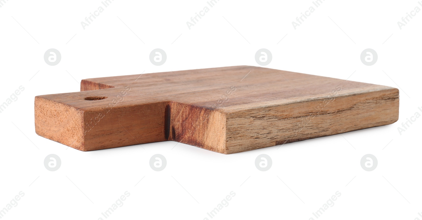 Photo of One wooden cutting board on white background