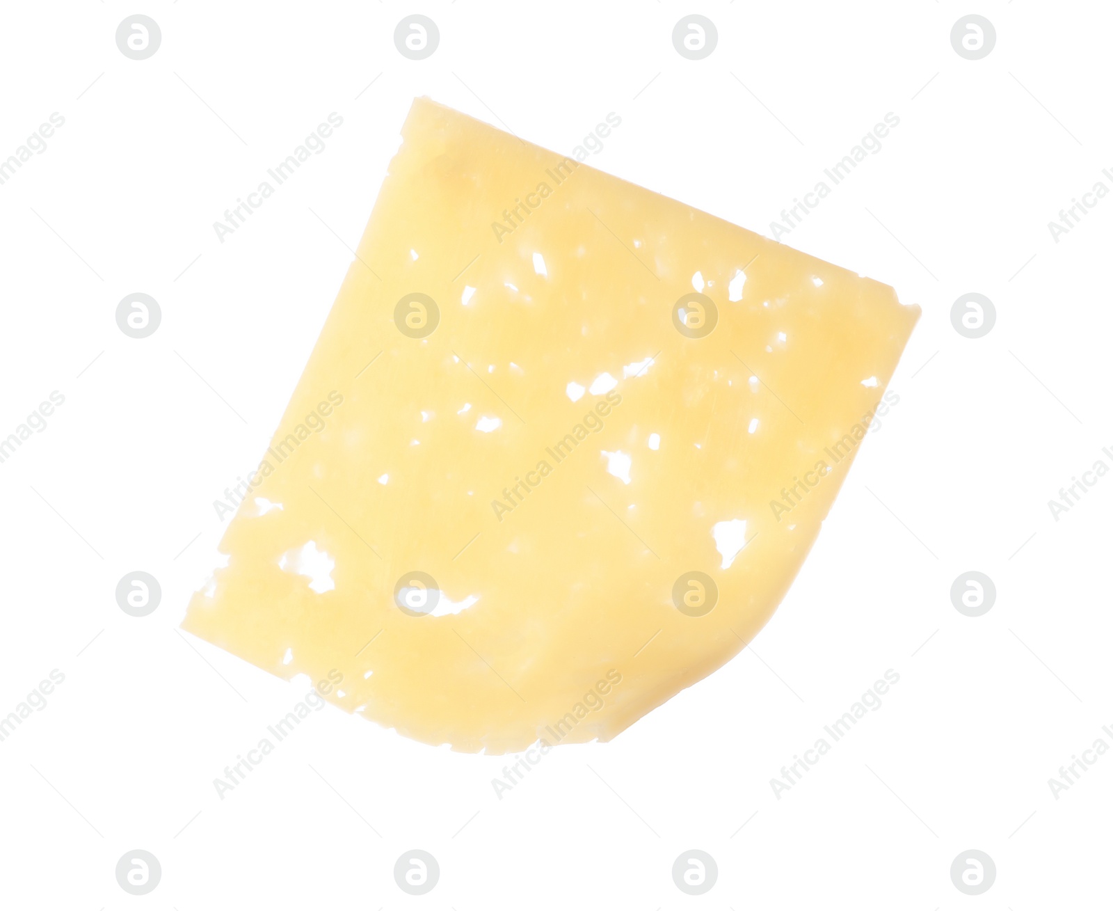 Photo of Piece of tasty cheese isolated on white