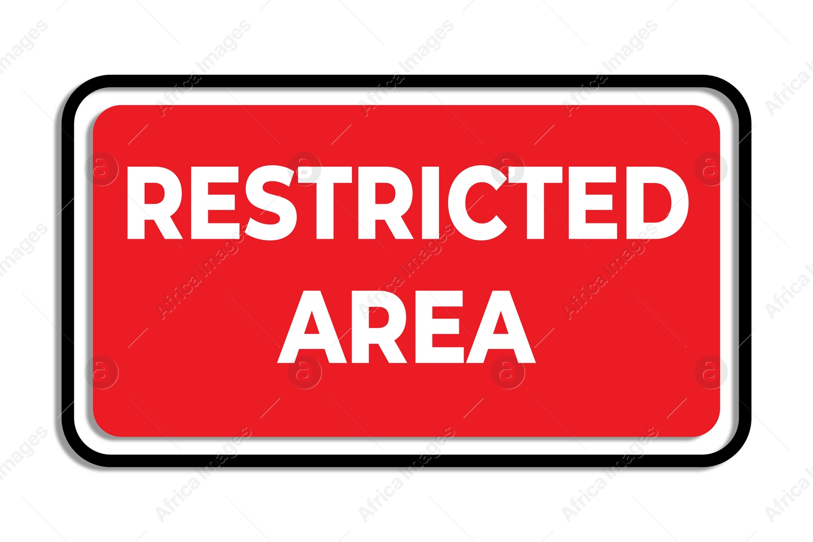 Image of Sign with text Restricted Area on white background