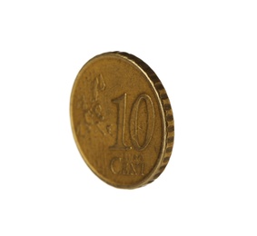 Ten euro cent coin on white background