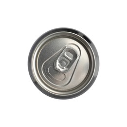 Photo of Aluminum can isolated on white, top view