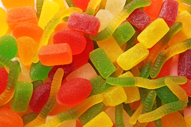 Photo of Pile of colorful jelly candies as background