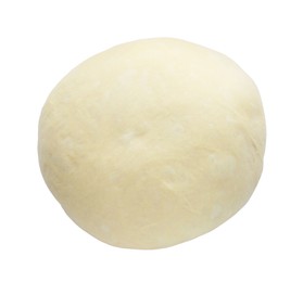 Fresh yeast dough isolated on white, top view