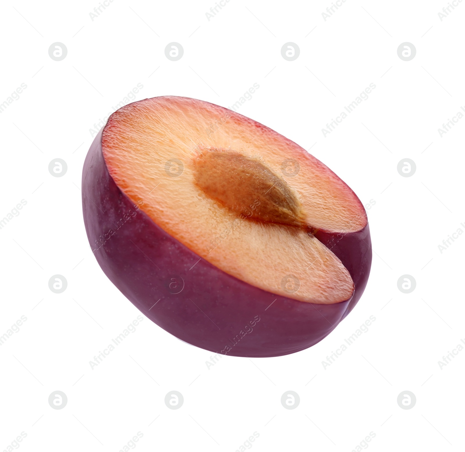 Photo of Half of ripe plum isolated on white