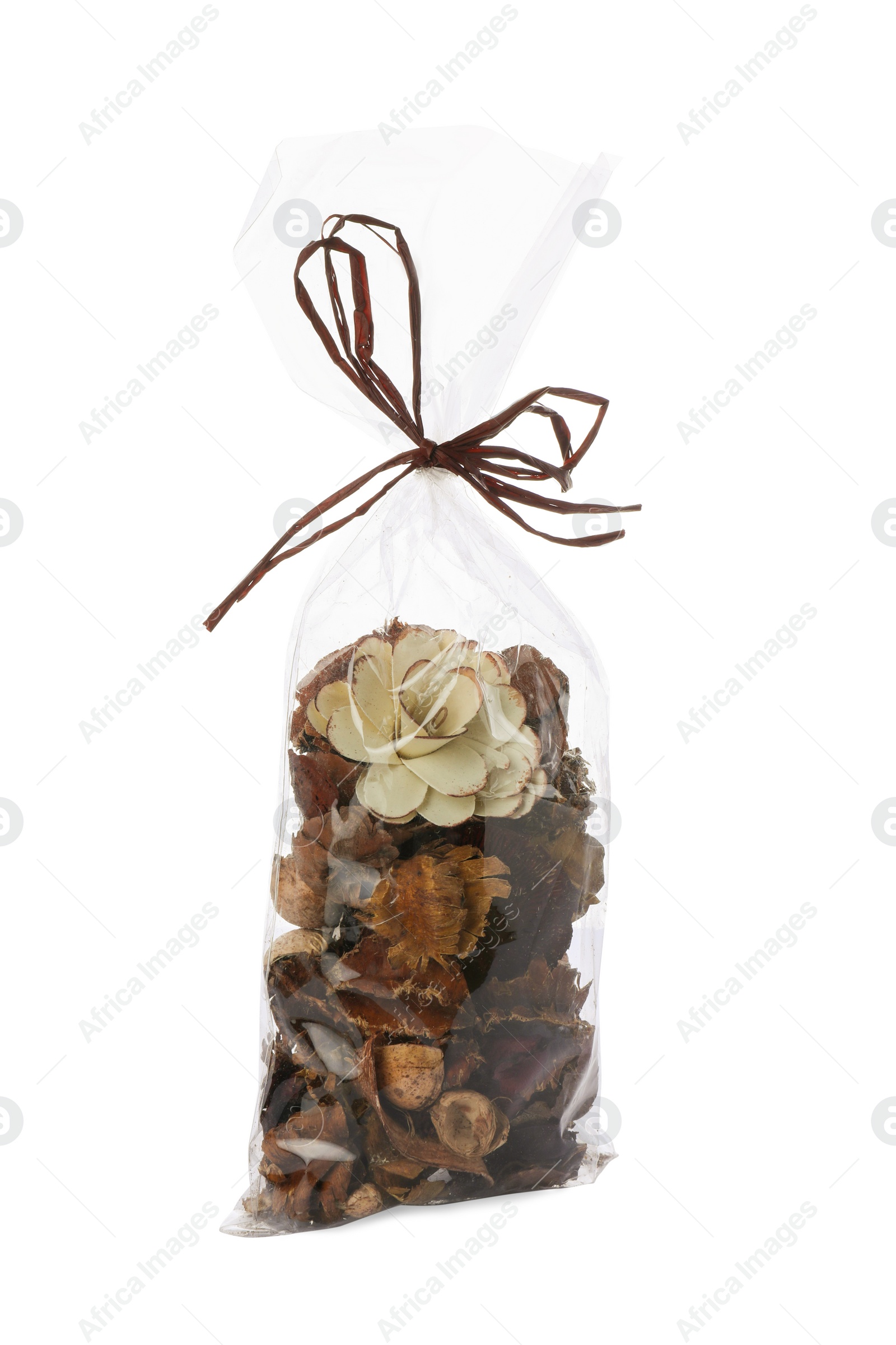 Photo of Scented sachet of potpourri isolated on white