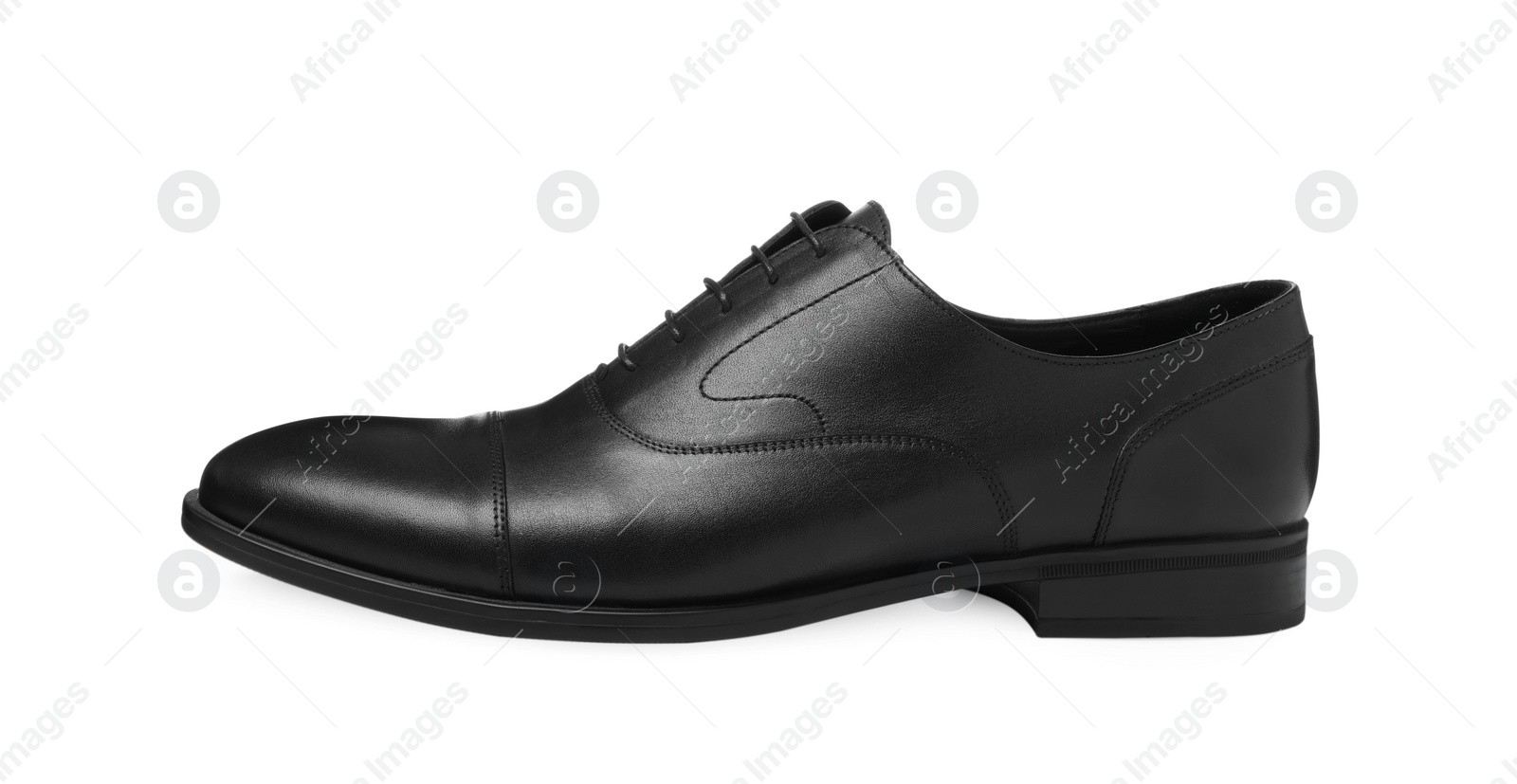 Photo of Black leather men shoe isolated on white