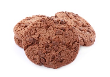 Delicious chocolate chip cookies isolated on white