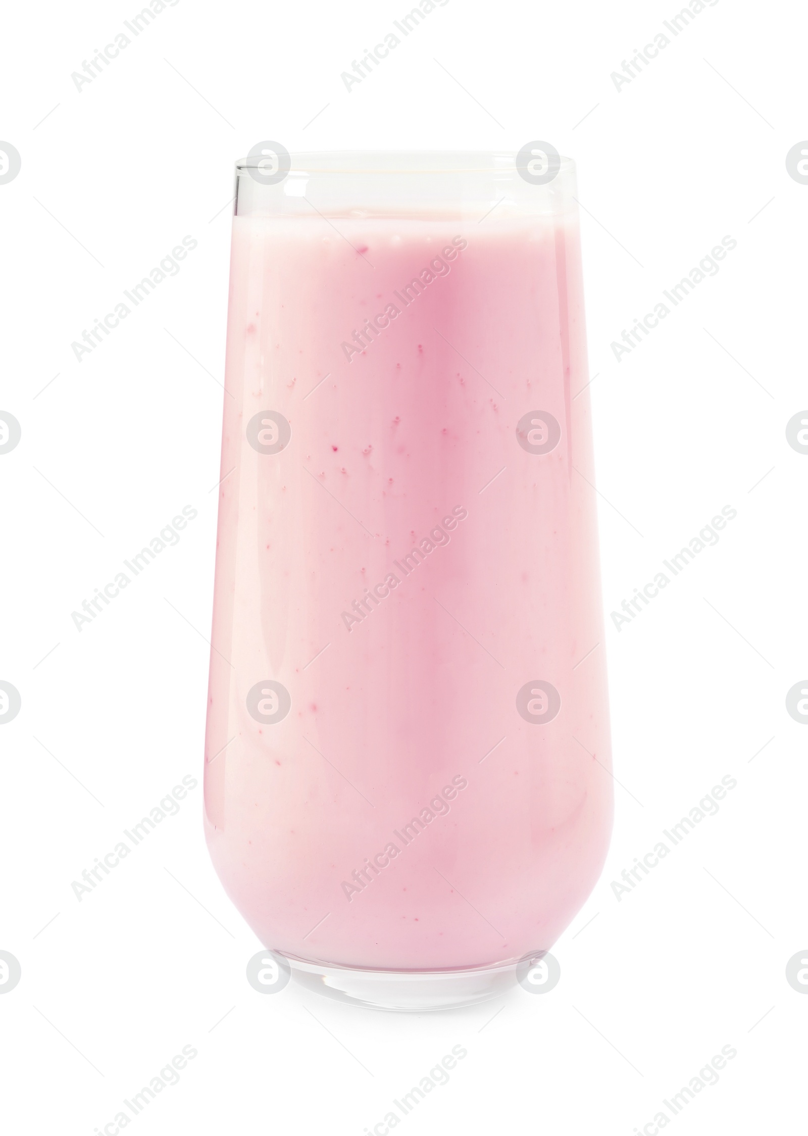 Photo of Delicious fig smoothie in glass on white background