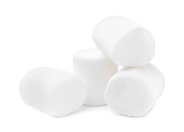 Pile of delicious puffy marshmallows on white background