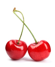 Delicious ripe sweet cherries on white background