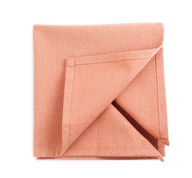 Stylish color fabric napkin isolated on white, top view