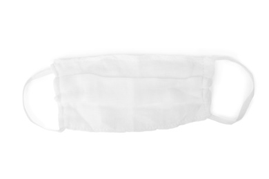 Gauze medical face mask isolated on white, top view
