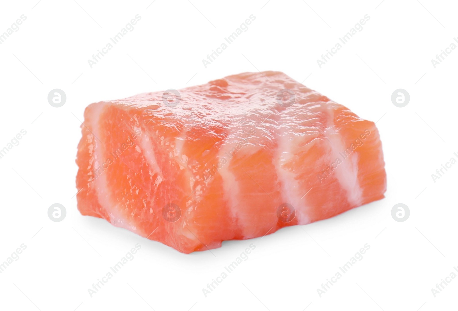 Photo of Piece of fresh raw salmon isolated on white