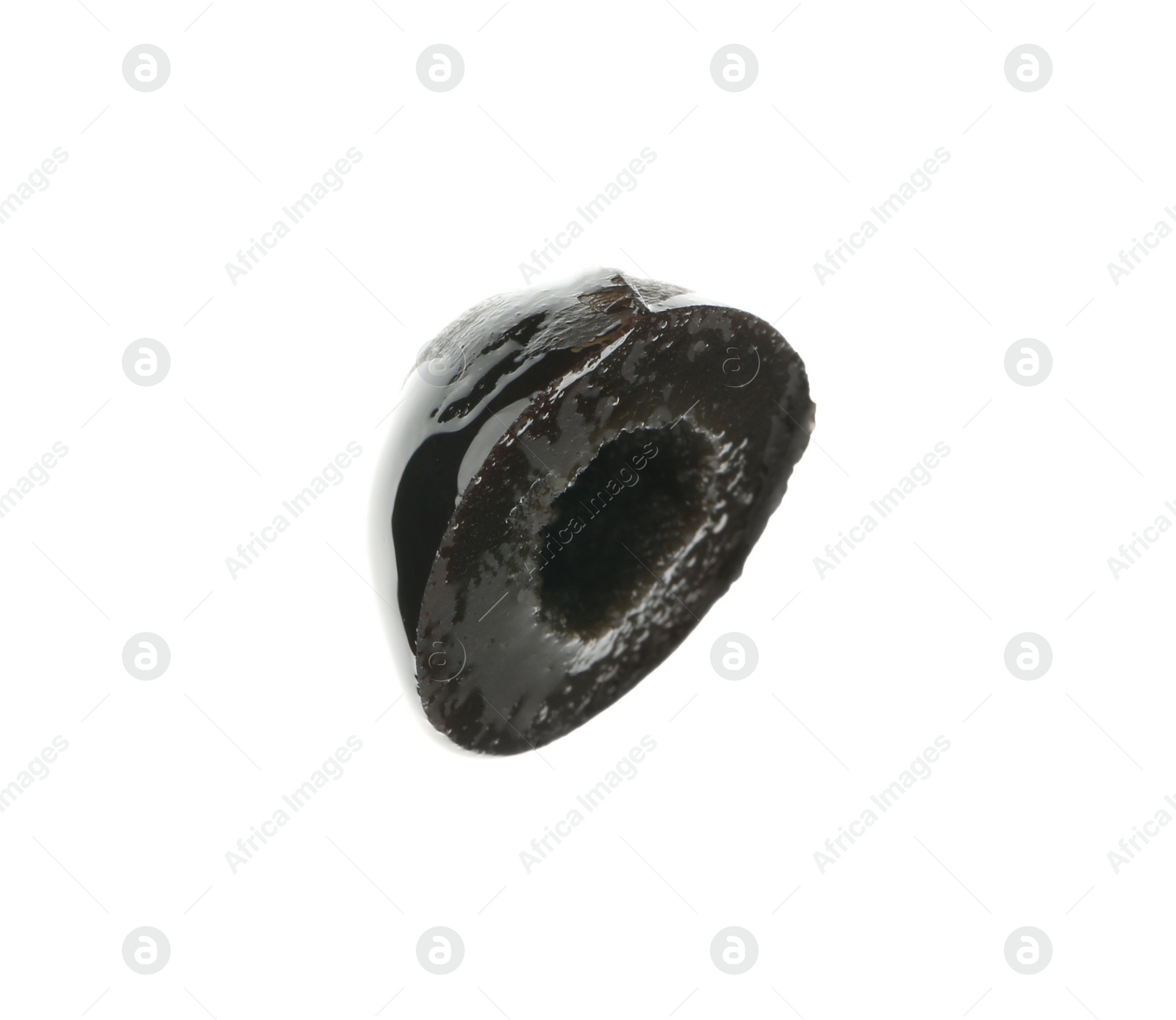 Photo of Slice of black olive on white background