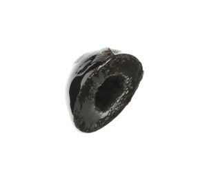 Photo of Slice of black olive on white background