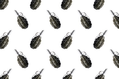 Set with hand grenades on white background