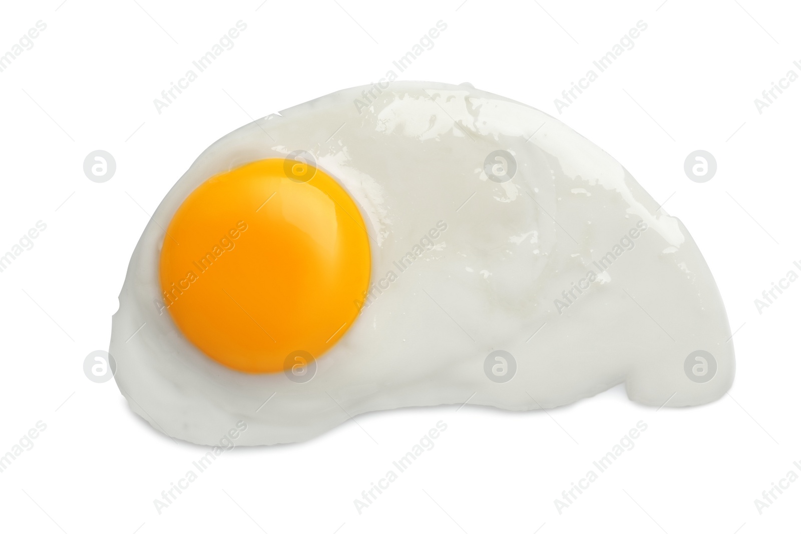 Photo of Tasty fried chicken egg isolated on white, top view