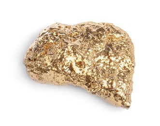 One beautiful gold nugget isolated on white