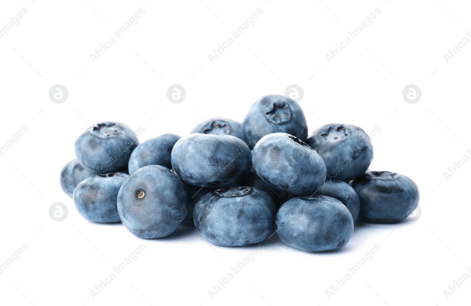 Photo of Tasty juicy ripe blueberries on white background