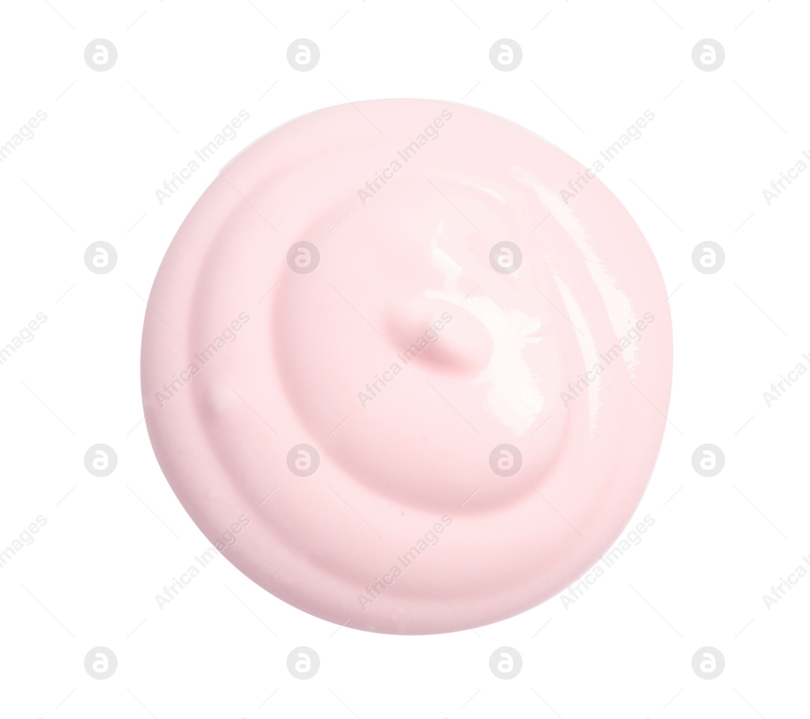 Photo of Sample of creamy yogurt on white background