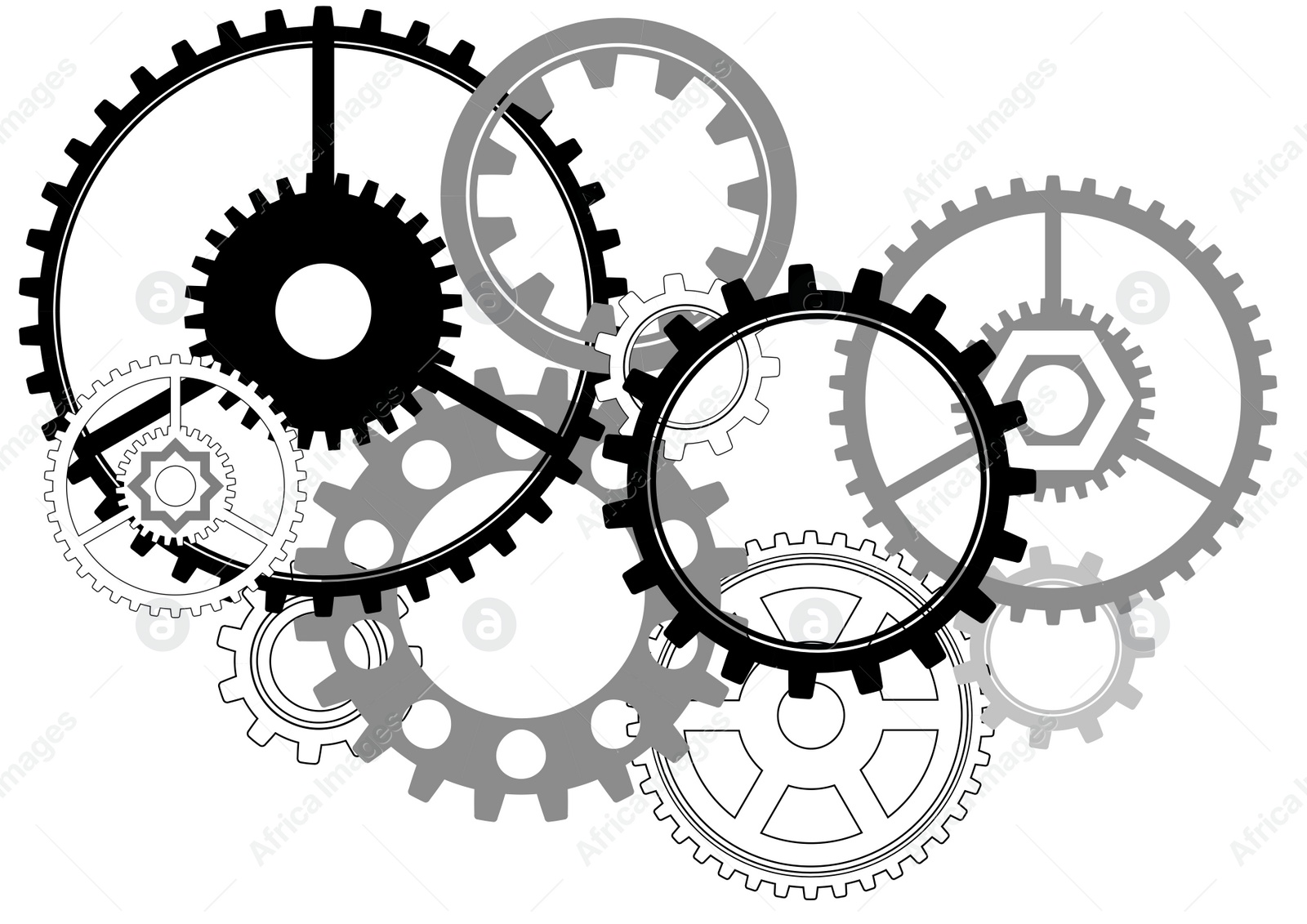 Illustration of  gear mechanism on white background