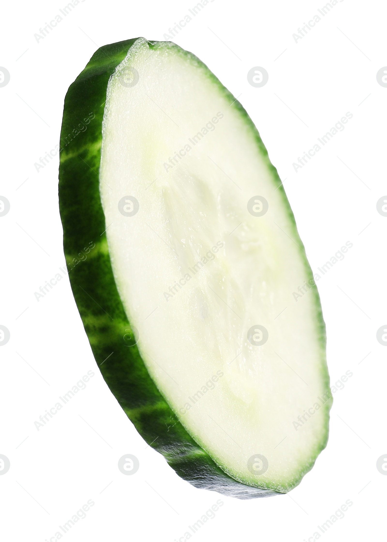 Photo of Slice of fresh cucumber isolated on white