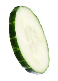 Slice of fresh cucumber isolated on white