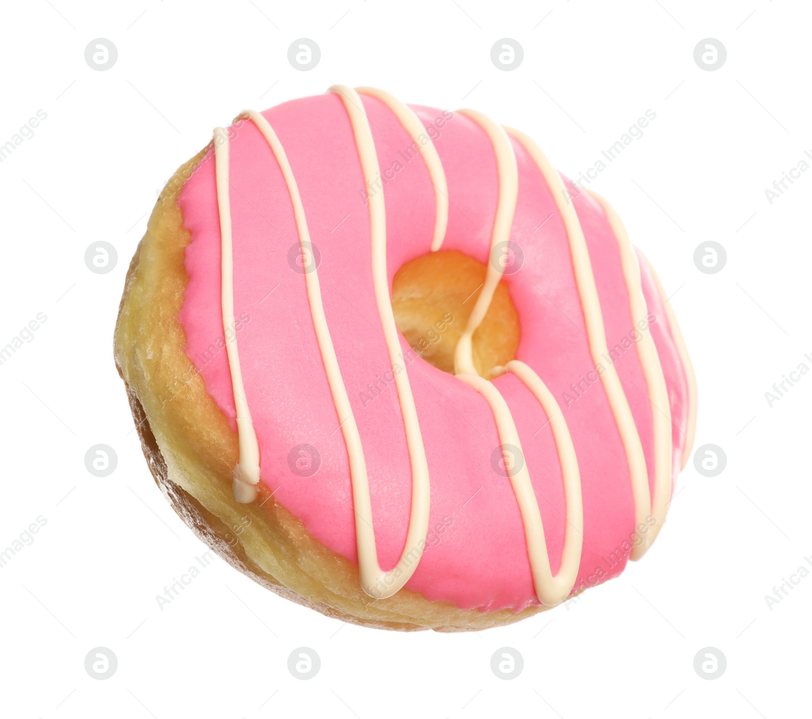 Photo of Sweet tasty glazed donut isolated on white