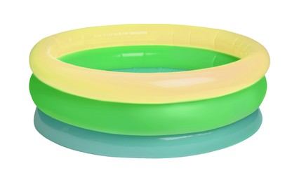 Image of Colorful inflatable rubber pool on white background