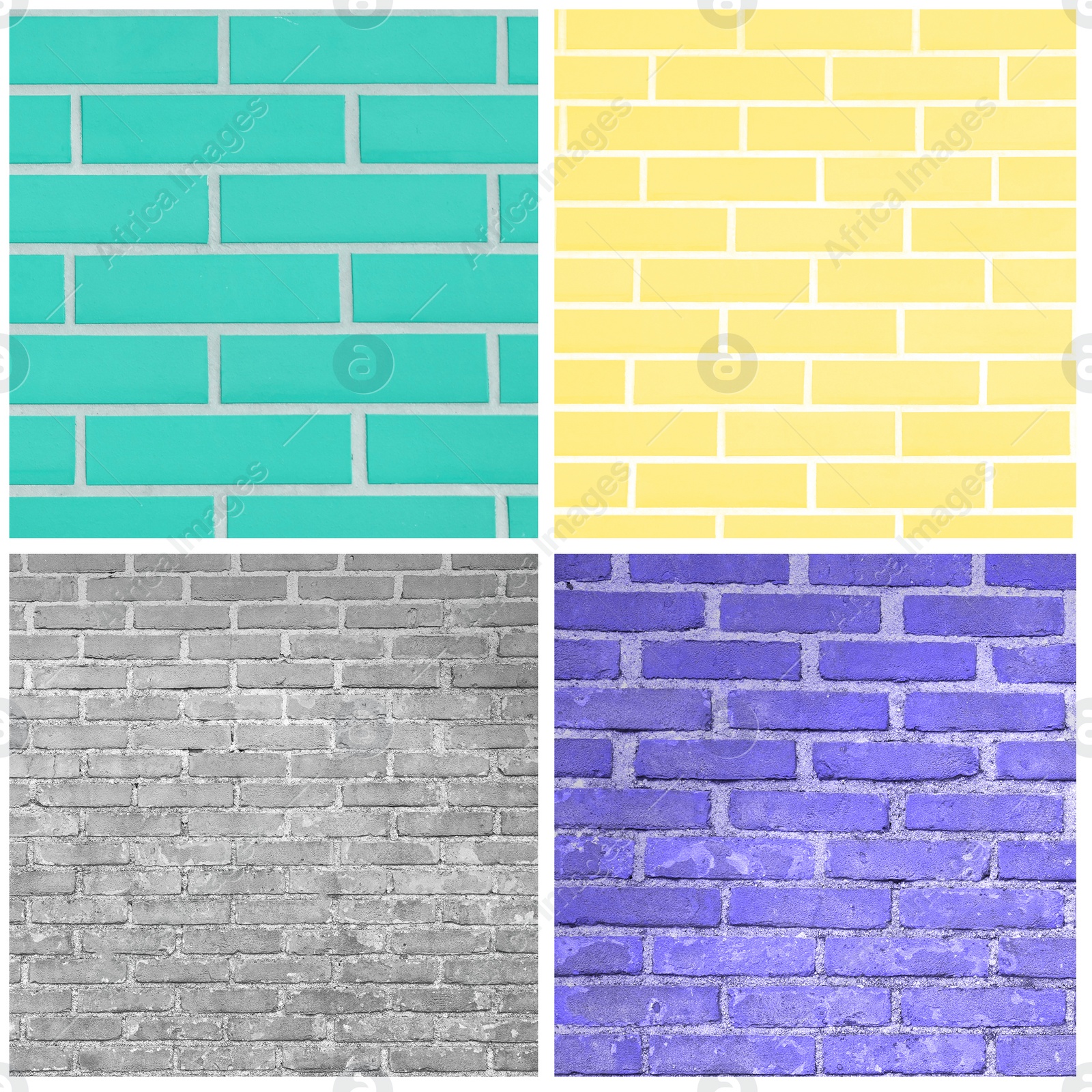 Image of Collage of brick wall textures in different colors