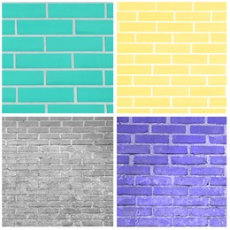 Collage of brick wall textures in different colors